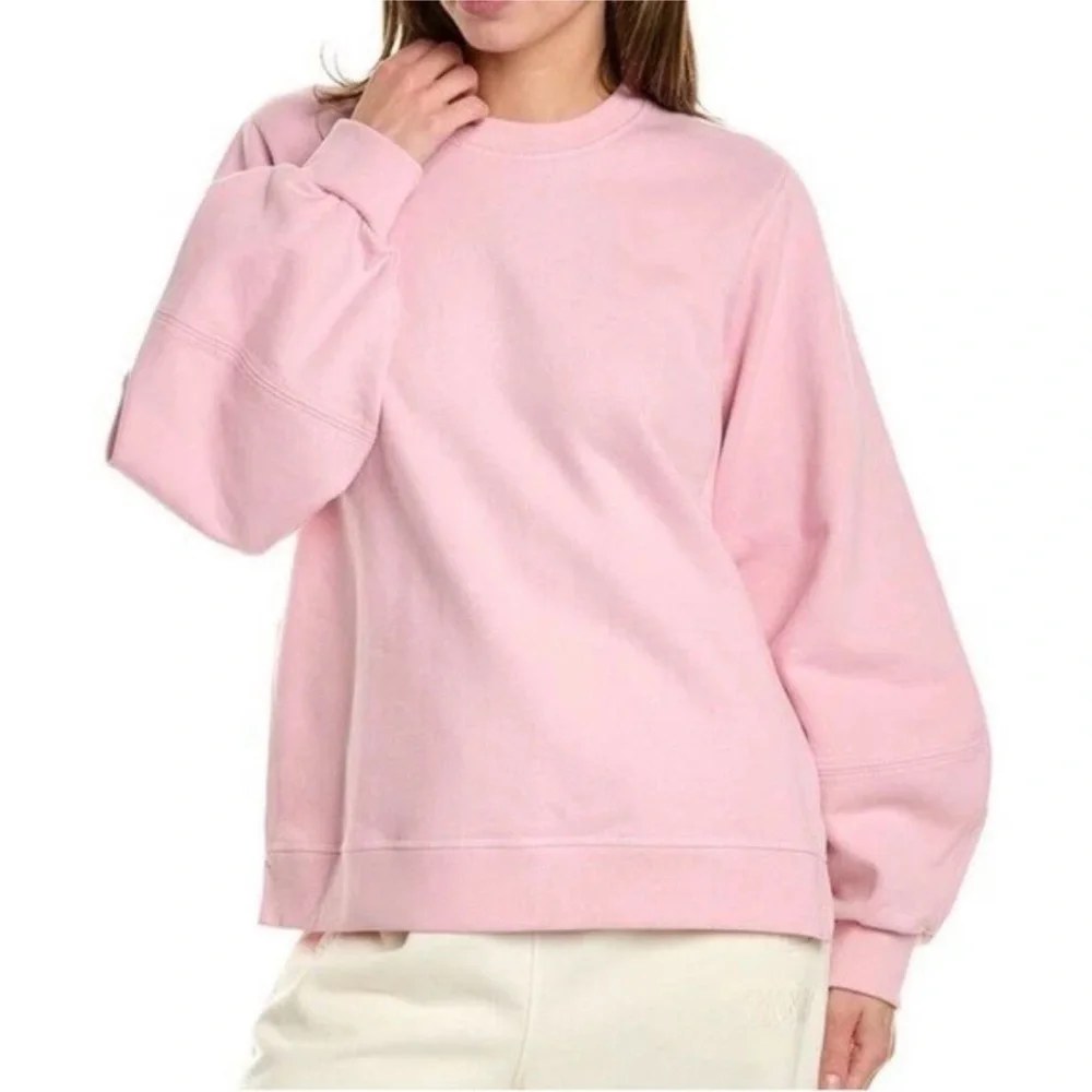 Ganni Software Puff Sleeve Sweet Lilac Rose Pink Sweatshirt Medium - Picture 2 of 10